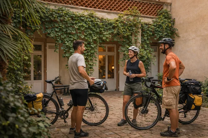 cycliste faisant une halte chez ma poule à Moissac