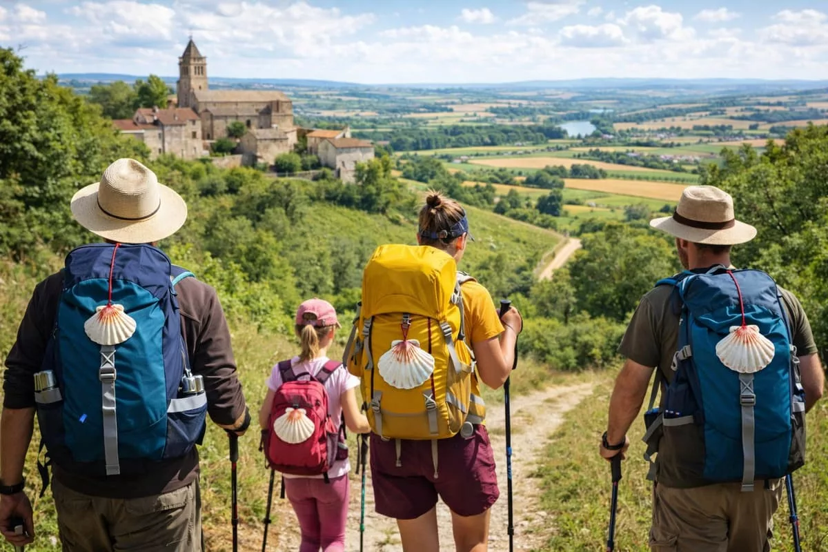 Pélerins sur le sentier de Saint Jacques s'hébergeant chez Ma Poule à Moissac